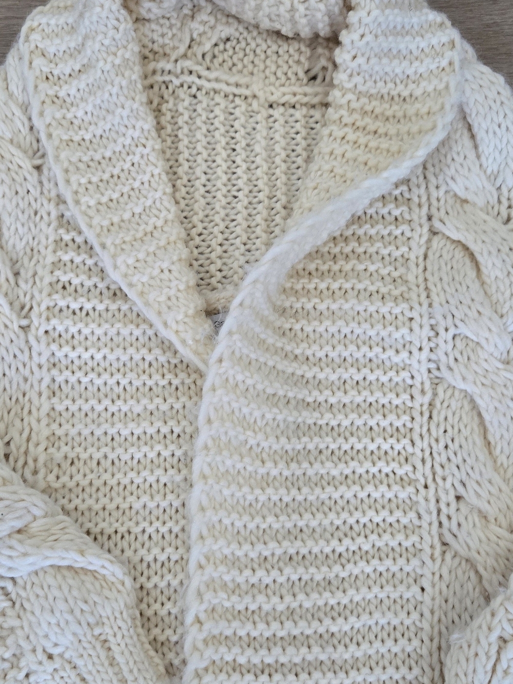 GAP Hand-Knit Slouchy Cardigan Sweater XL Cream Chunky Cable KnitDescrip - Picture 6 of 10
